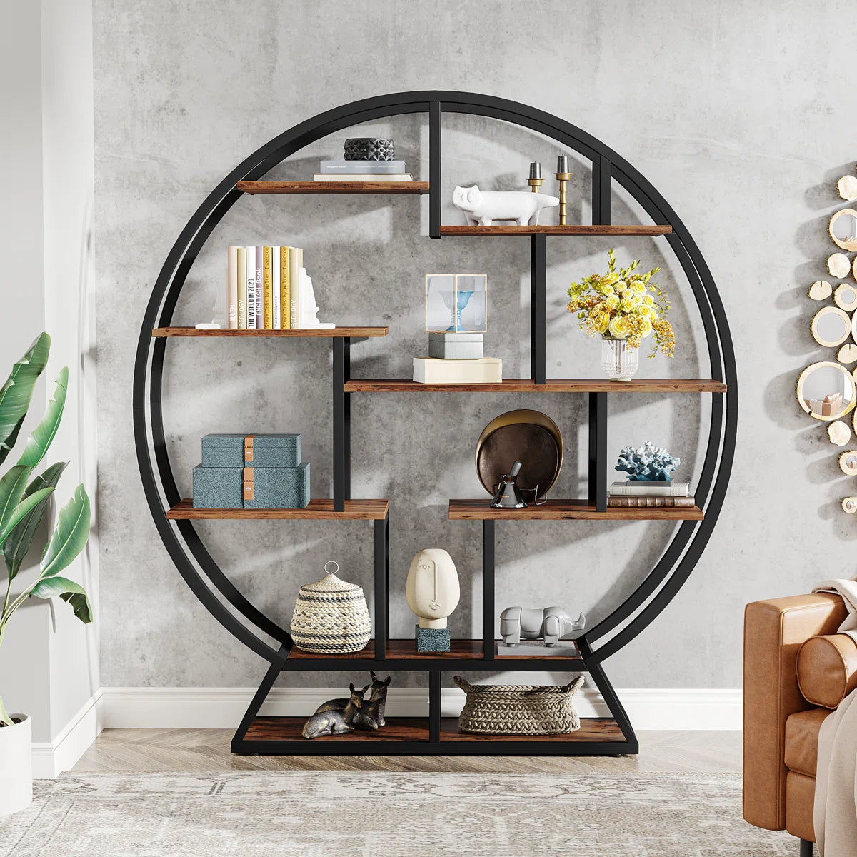 Drino 63" H x 59" W Steel Geometric Bookcase