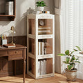3-Tier Foldable 360° Rotating Storage Bookshelf, Stable Anti-Scratch Swivel Base & Dust-Proof Translucent Panels, Space-Saving Fits Study, Bedroom
