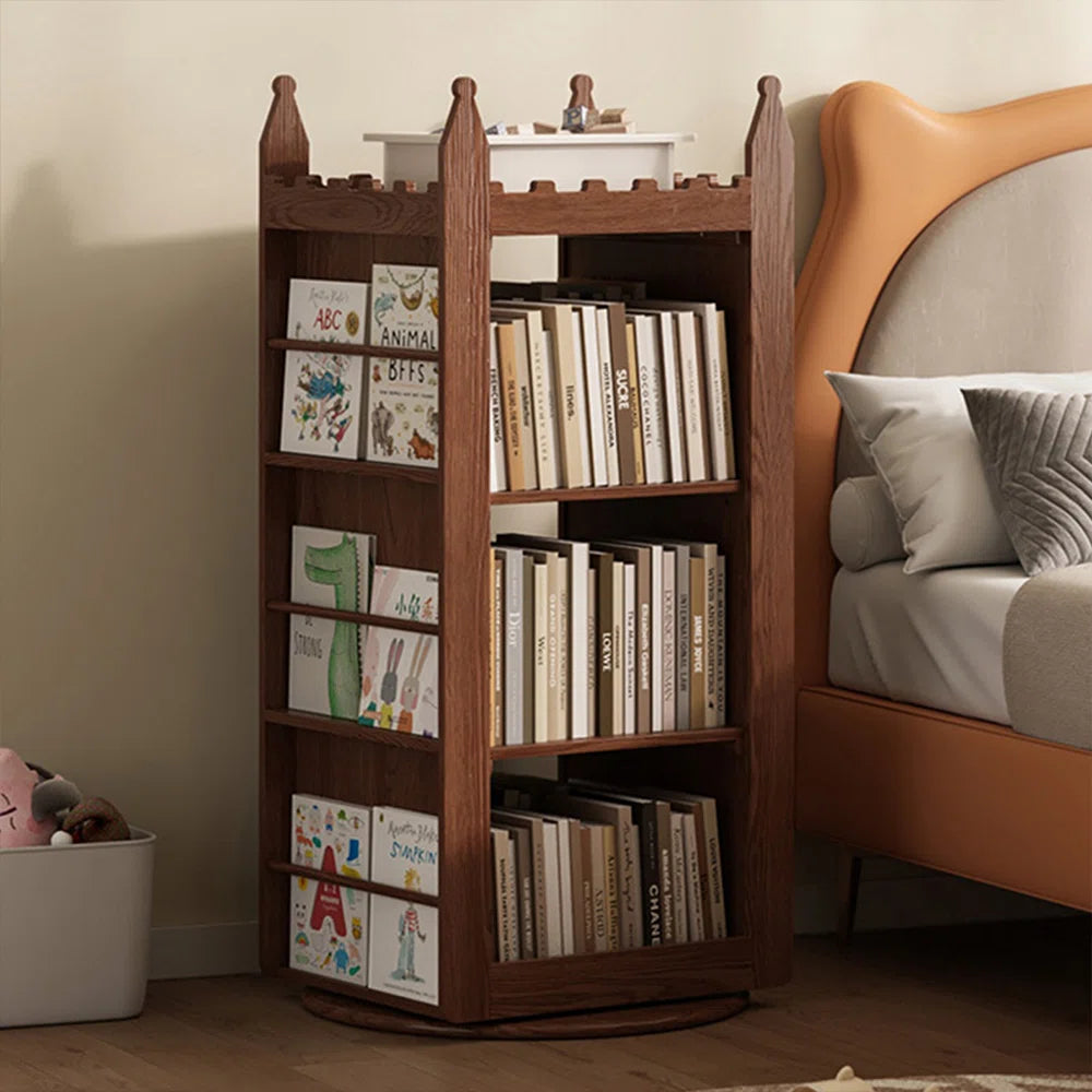 Nut-Brown Modern Solid wood rotating bookshelf