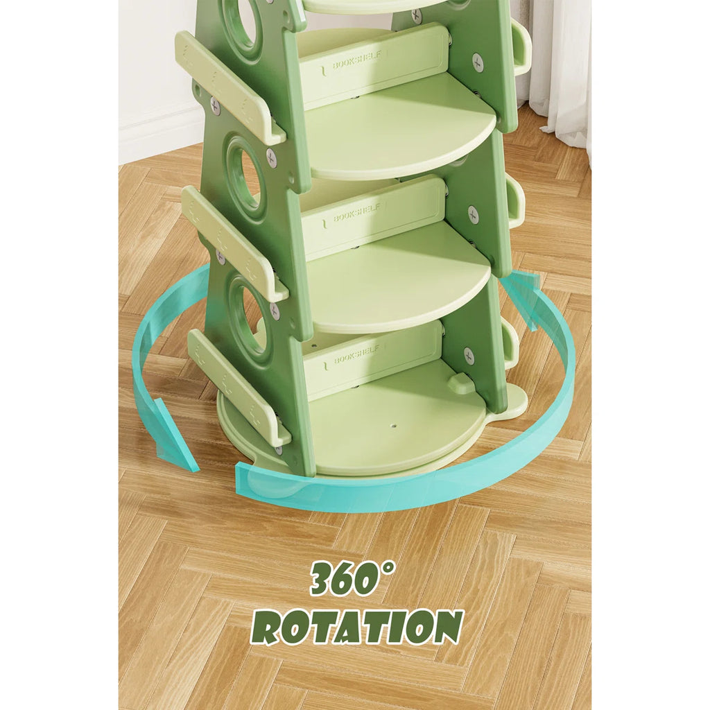4 Tier Kids Rotating Bookshelf, 360°display Spinning Bookshelf Tower, Floor Standing Bookcase