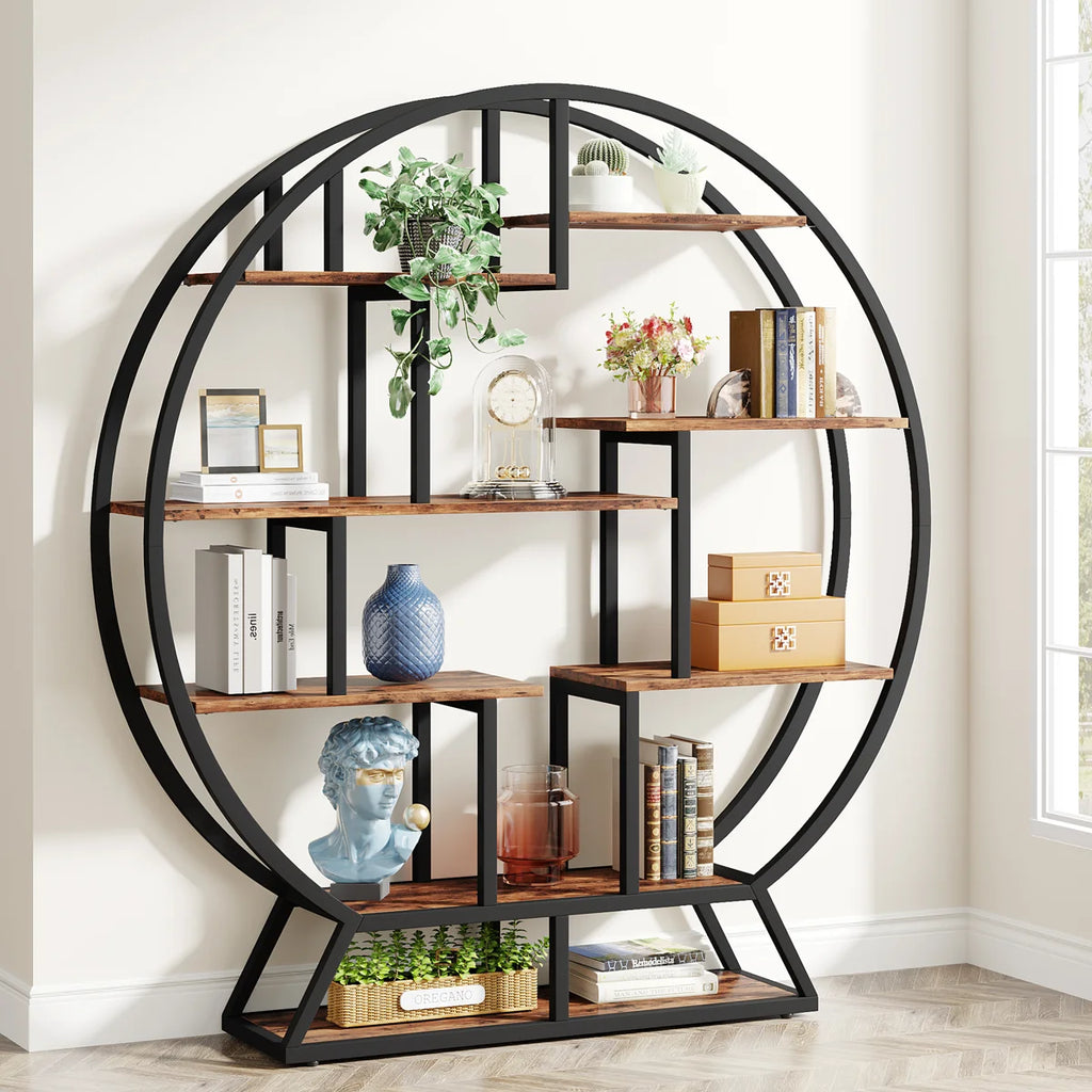 Drino 63" H x 59" W Steel Geometric Bookcase
