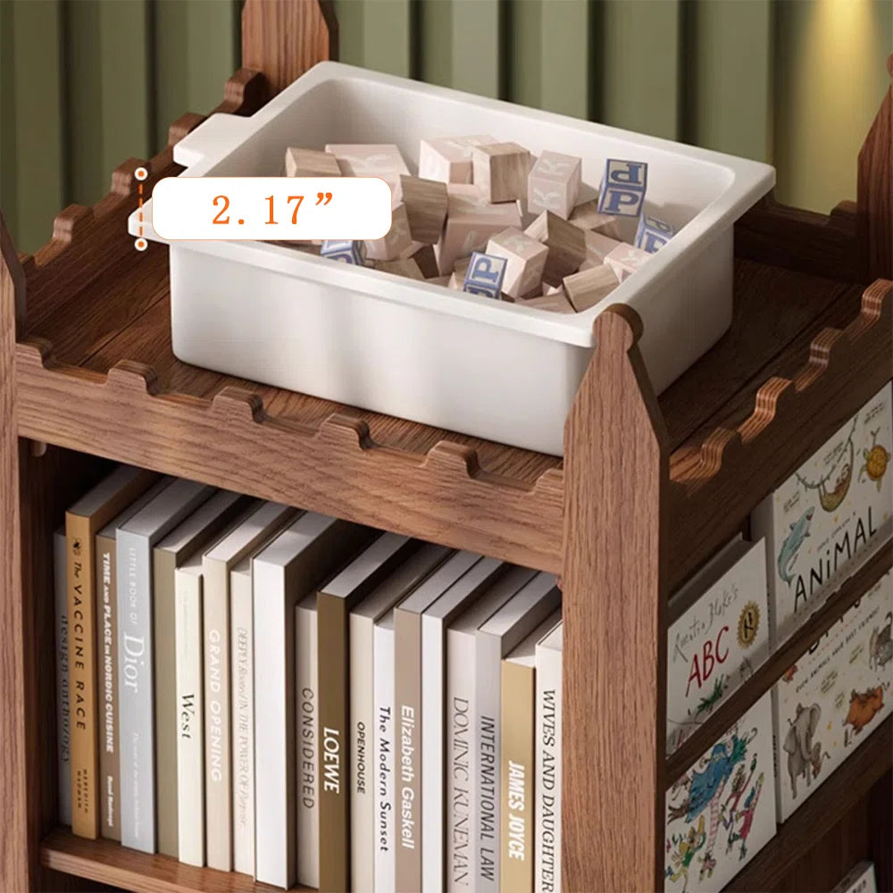 Nut-Brown Modern Solid wood rotating bookshelf