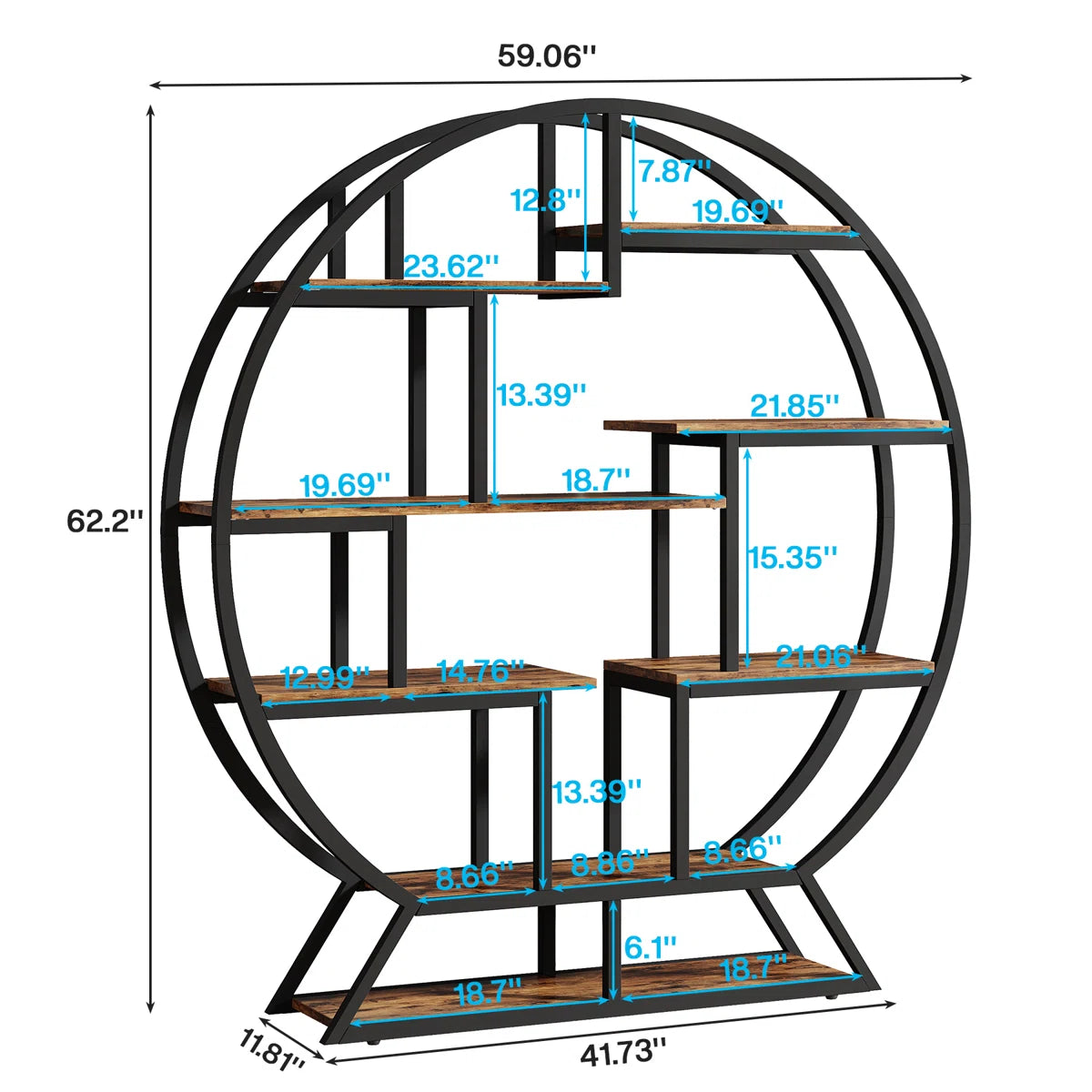 Drino 63" H x 59" W Steel Geometric Bookcase