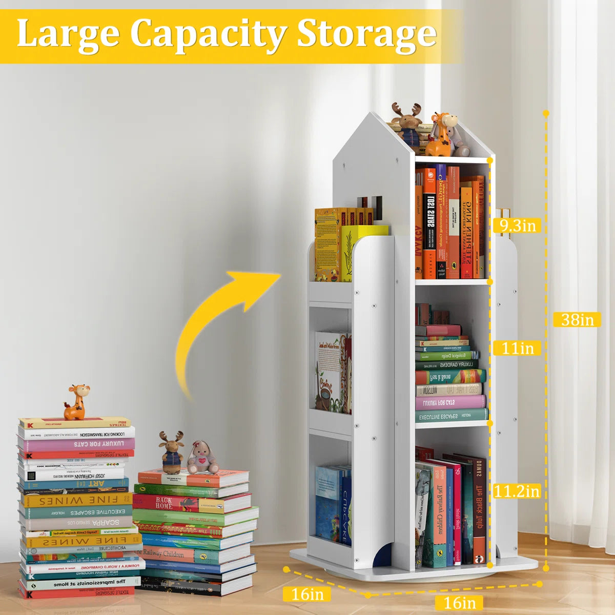 360° Rotating White House-Shaped Bookshelf