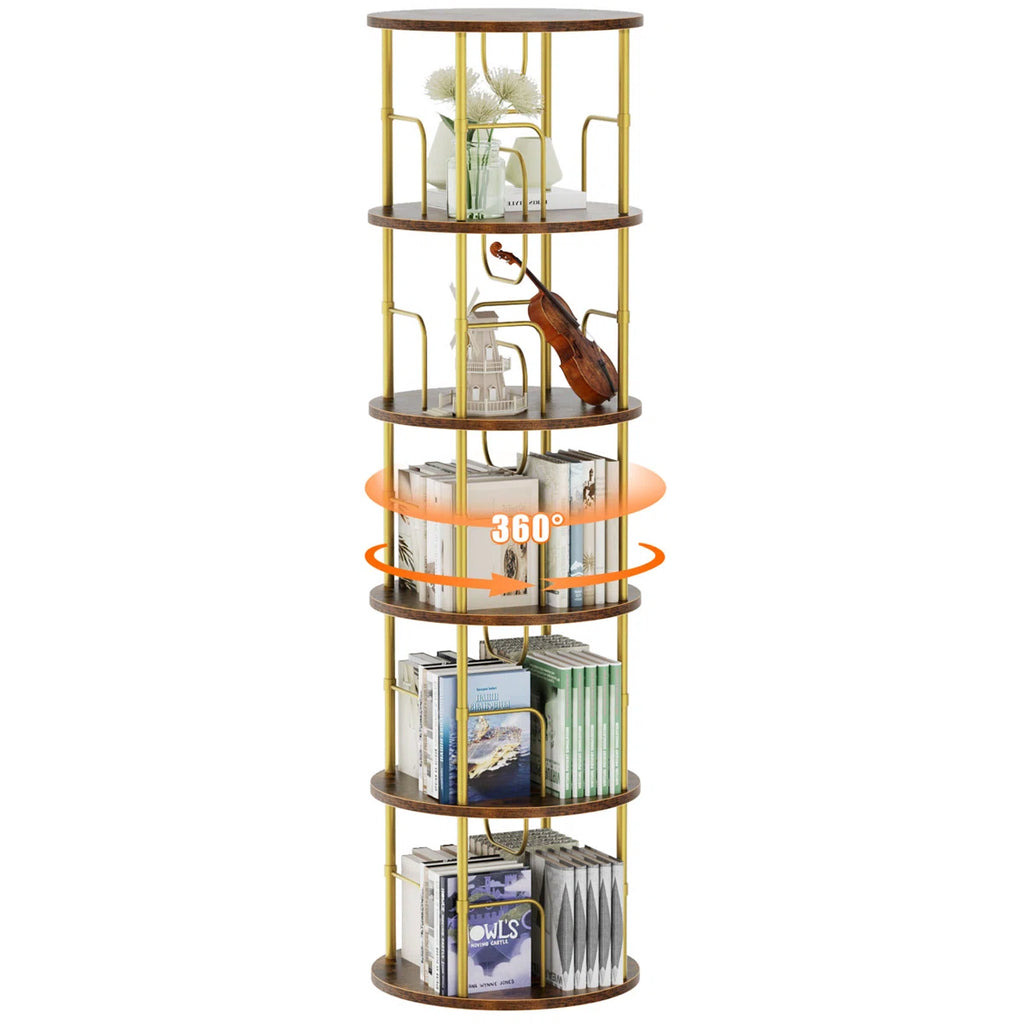 360° Rotating Bookcase, Storage And Display Spinning Corner Bookshelf For Home Office And Living Room