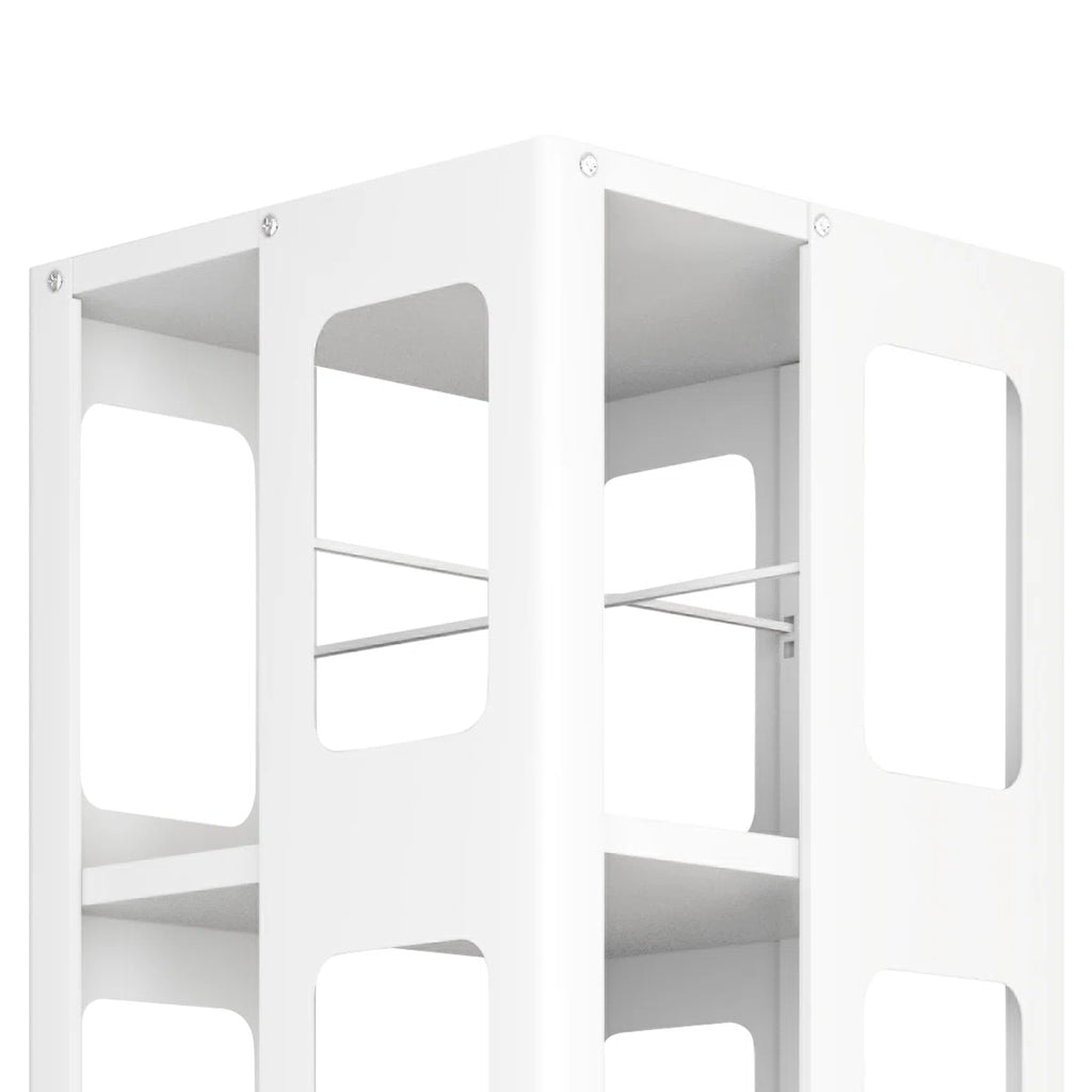 4-tier All-steel Rotating Bookshelf With 360° Wheels, Large Size Sturdy & Spacious Book Rack, New Style White Bookshelf,easy Assembly