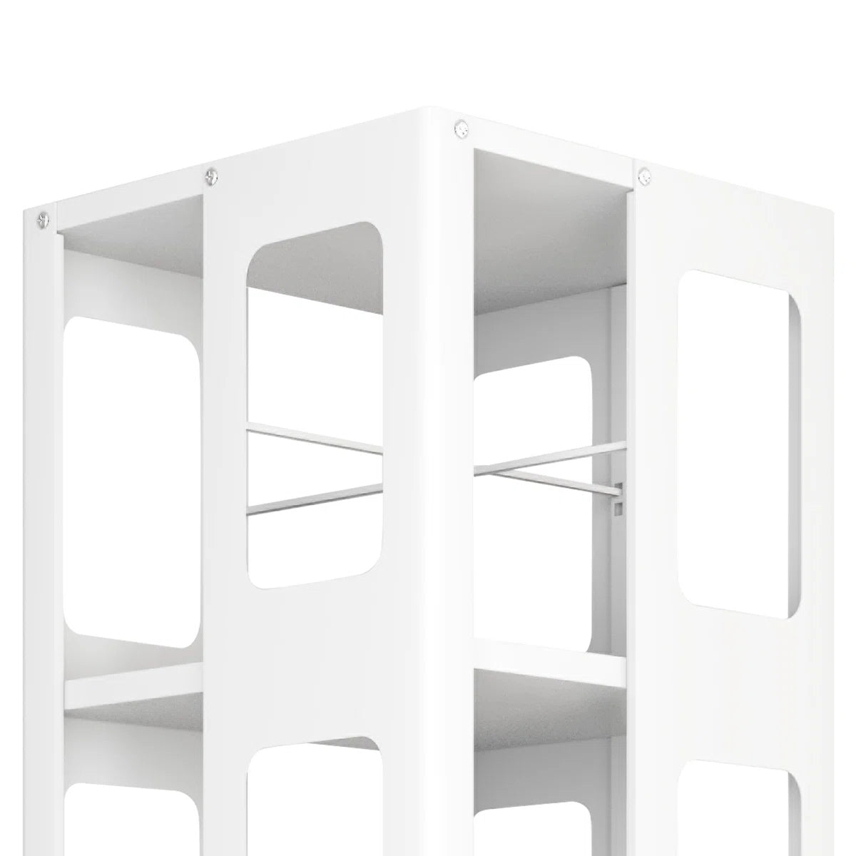 4-tier All-steel Rotating Bookshelf With 360° Wheels, Large Size Sturdy & Spacious Book Rack, New Style White Bookshelf,easy Assembly