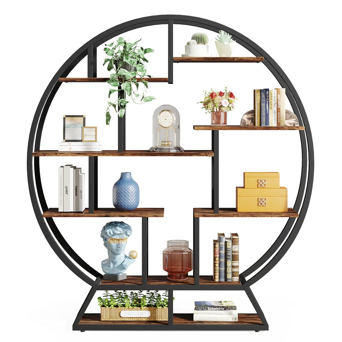 Drino 63" H x 59" W Steel Geometric Bookcase