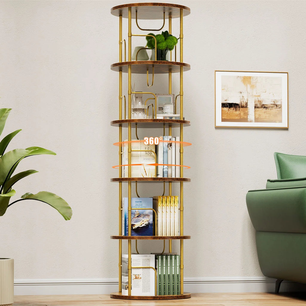 360° Rotating Bookcase, Storage And Display Spinning Corner Bookshelf For Home Office And Living Room