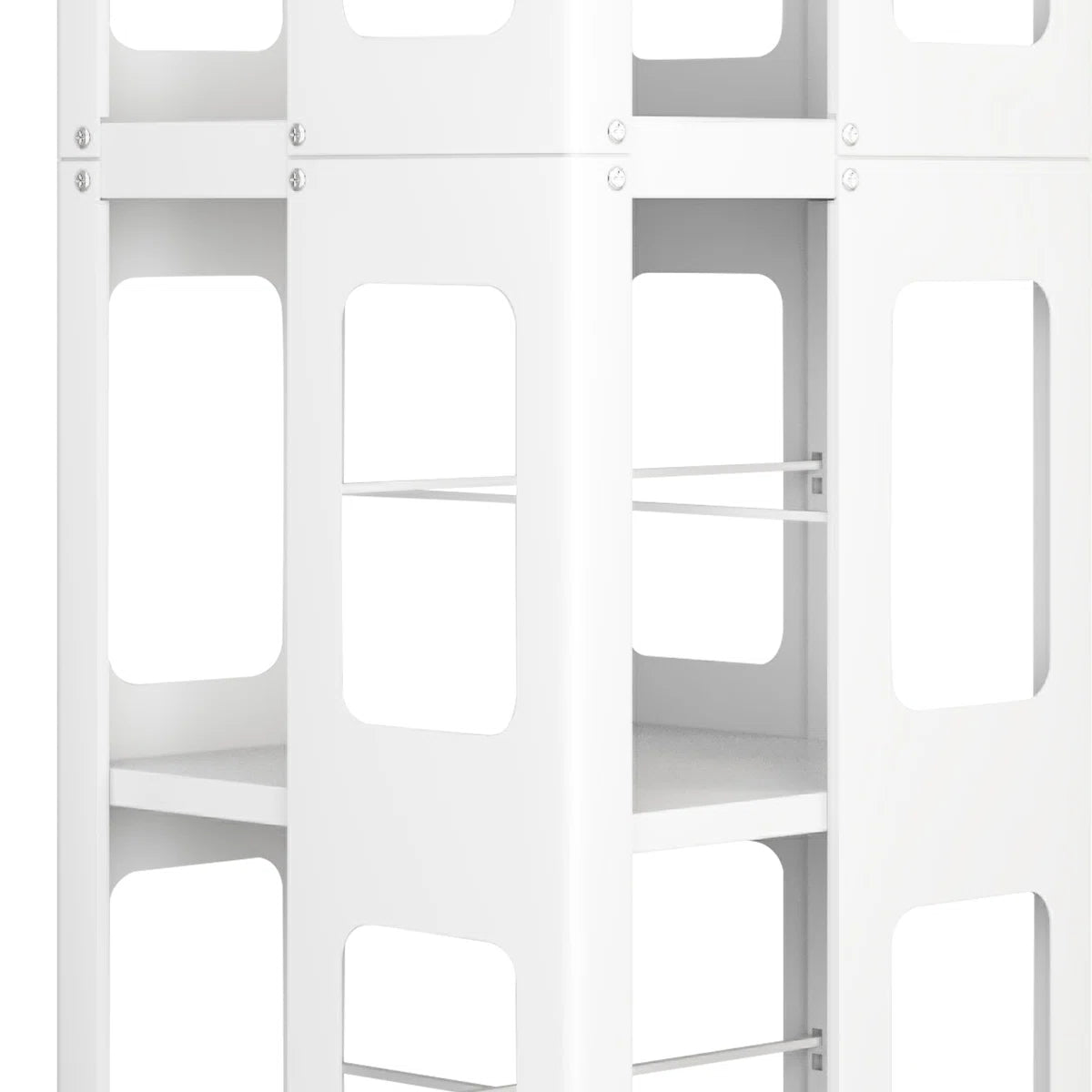 4-tier All-steel Rotating Bookshelf With 360° Wheels, Large Size Sturdy & Spacious Book Rack, New Style White Bookshelf,easy Assembly