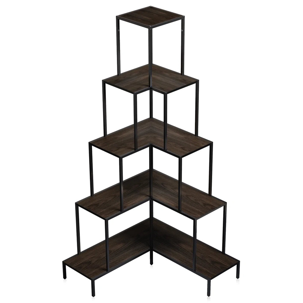 Annalotta 66'' H 5-tier Metal Corner Bookshelf Bookcase