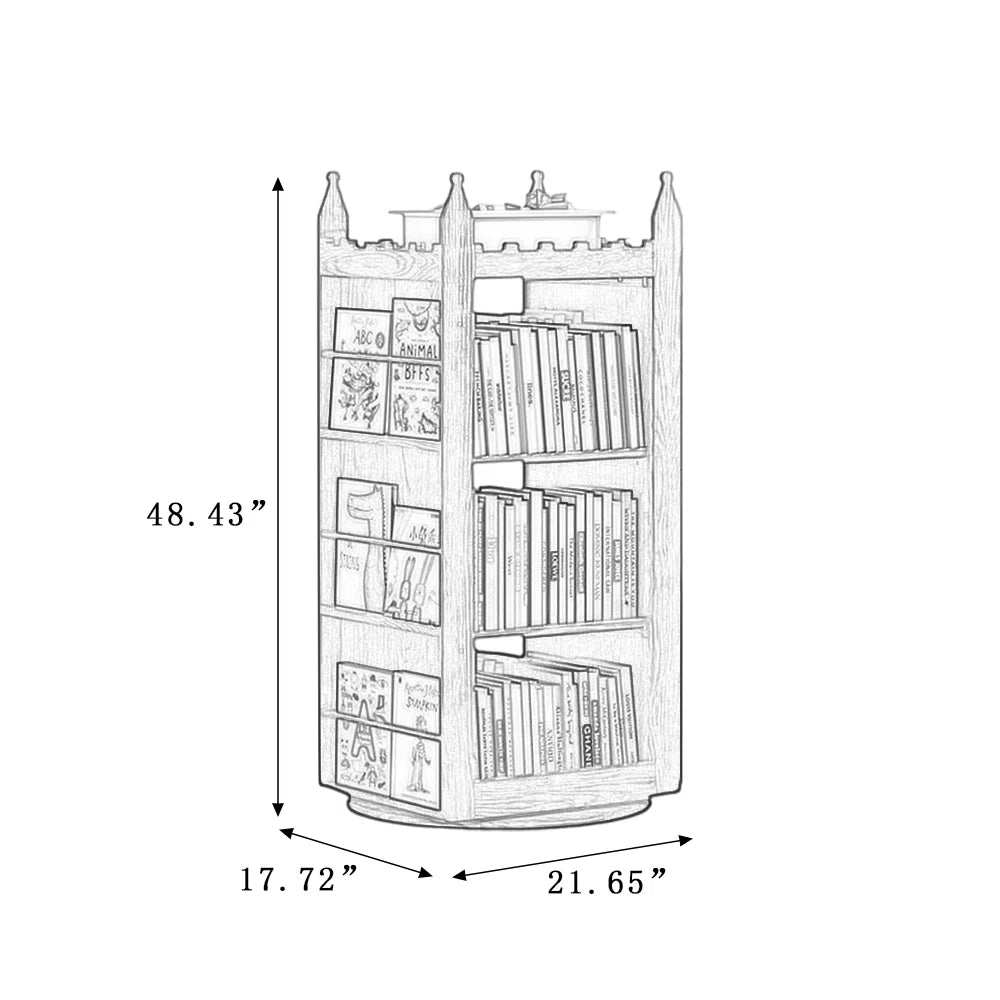 Nut-Brown Modern Solid wood rotating bookshelf