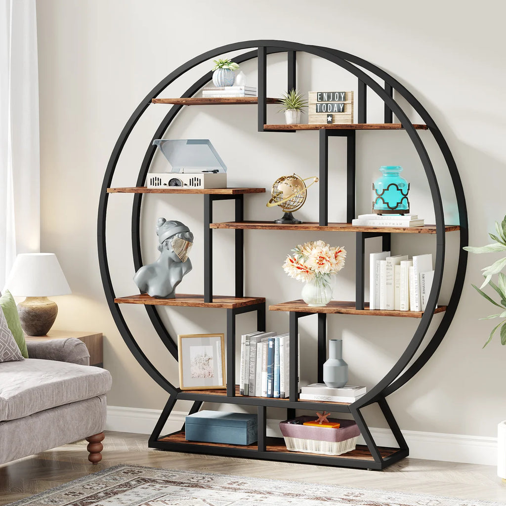 Drino 63" H x 59" W Steel Geometric Bookcase