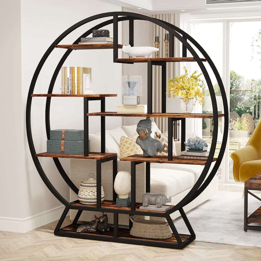 Drino 63" H x 59" W Steel Geometric Bookcase