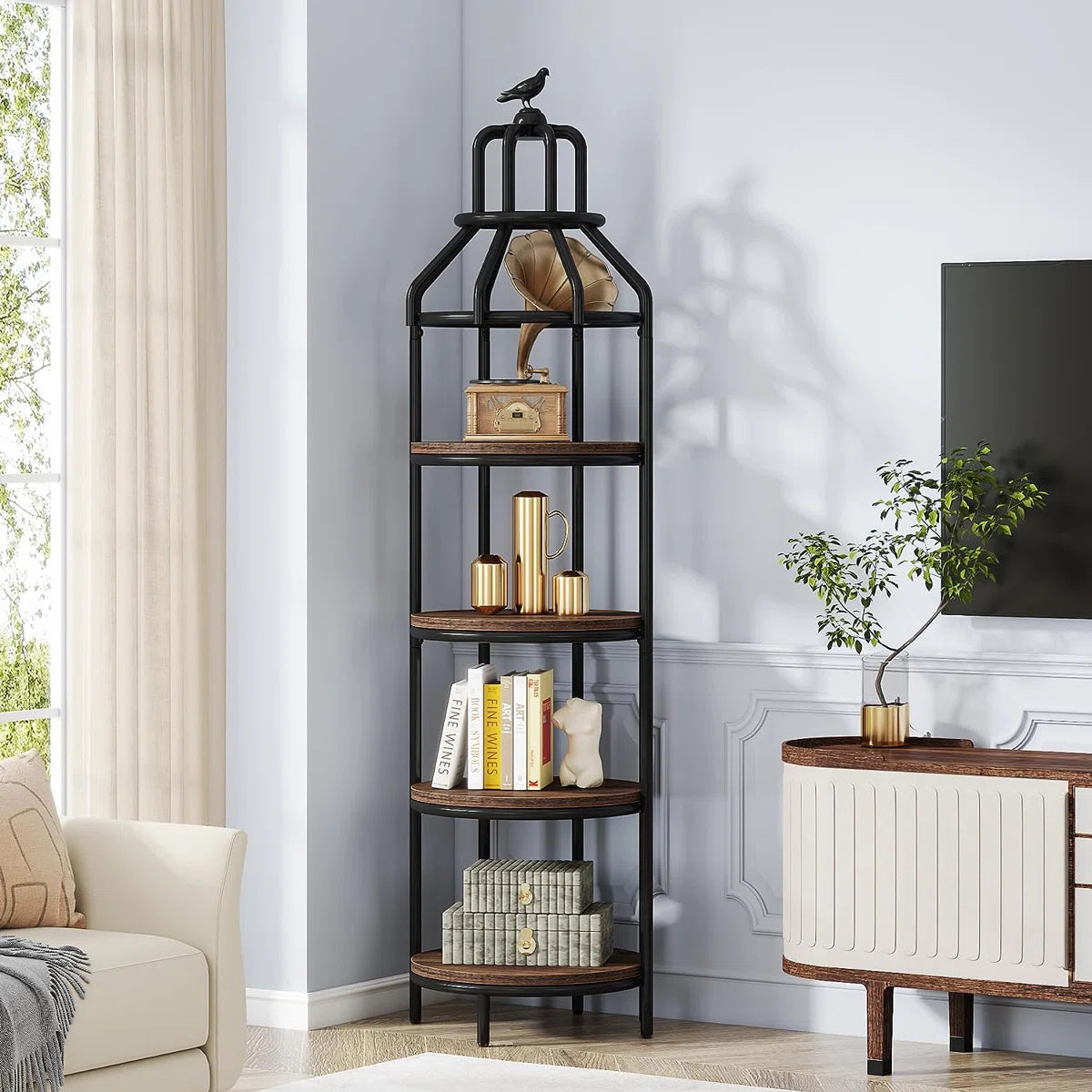 Aprie Corner Bookcase