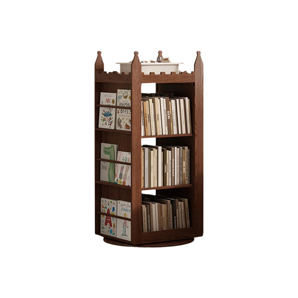 Nut-Brown Modern Solid wood rotating bookshelf